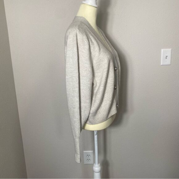 H&M Gray Wool Blend Pearl Button Super Soft Cardigan Sweater Women's Size XL - Picture 14 of 16
